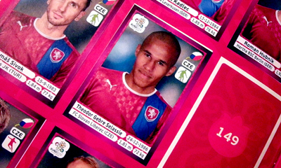 Panini-Sammelbild von Theodor Gebre Selassie (Foto: M.Kneifl)