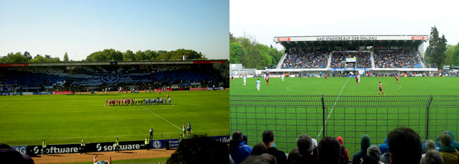 Das Stadion am Böllenfalltor und das Stadion auf der Waldau (Quelle: M.Kneifl / W.-D.Retzbach)